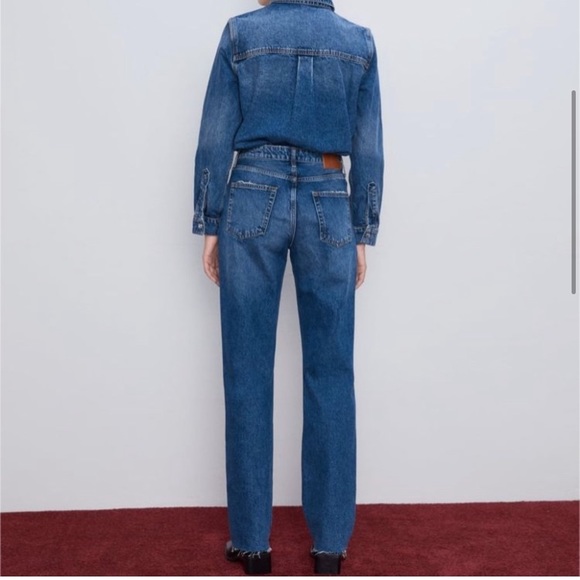 Zara The Real High Rise Straight Leg Full Length Jeans - Picture 2 of 10